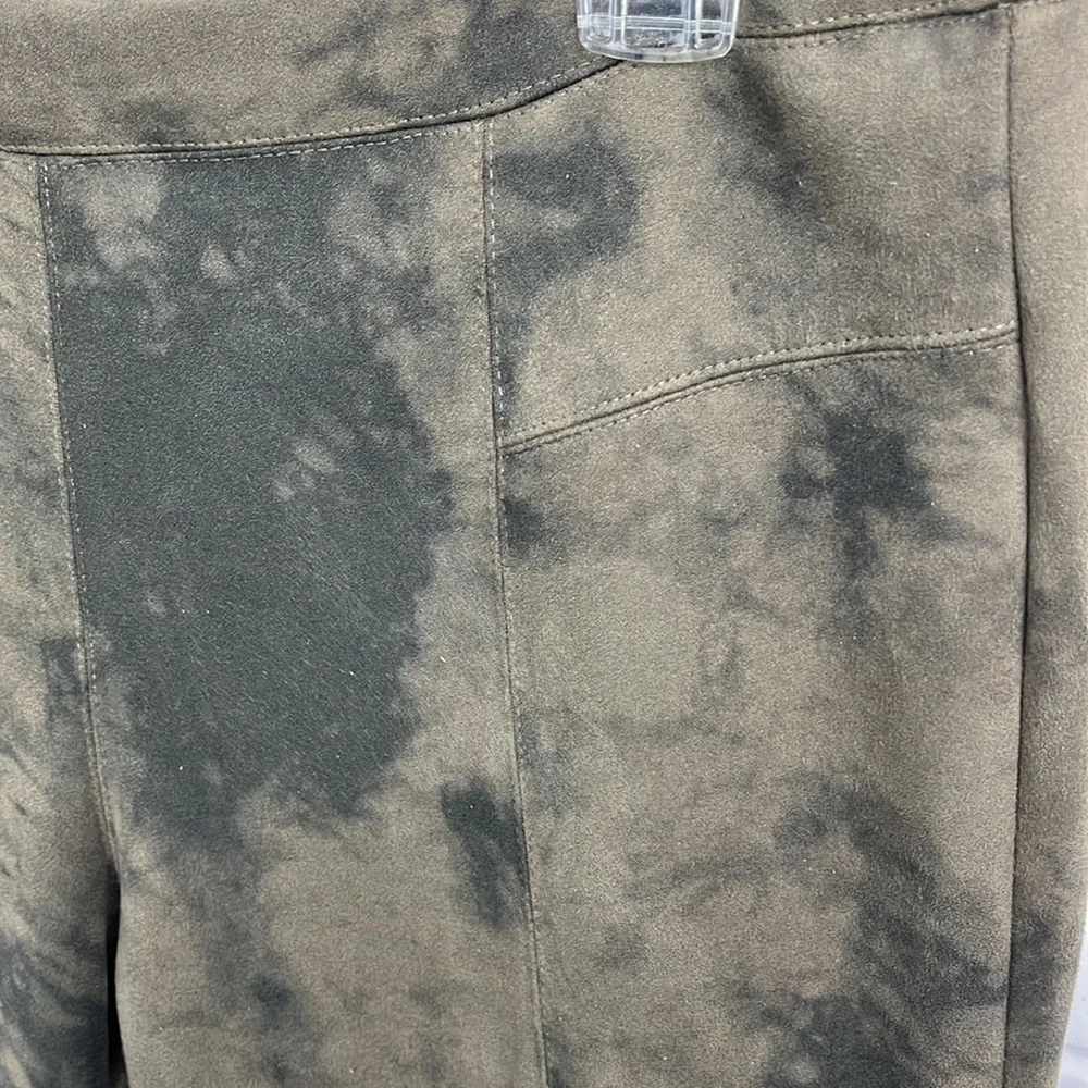 TAHARI Faux Leather jegging Tie Dye Olive Green Black size medium